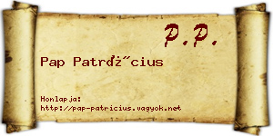 Pap Patrícius névjegykártya